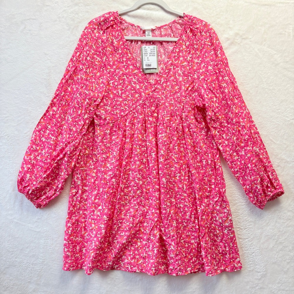 H&M Pink Floral Print Tunic Top